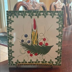NWT Loro Piana Festive Candle Tile - Green and Red